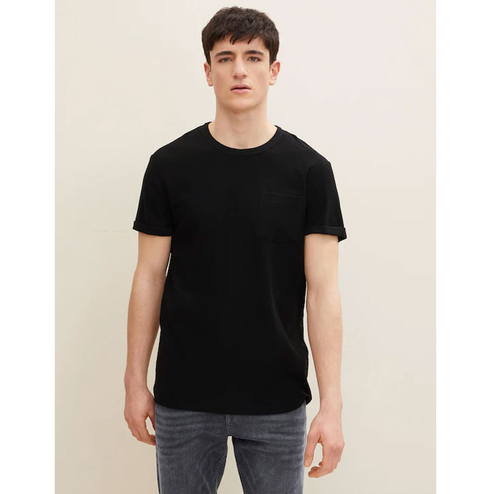 Tom Tailor Men's T-shirt with Chest Pocket Black 1030694 - Icon Store