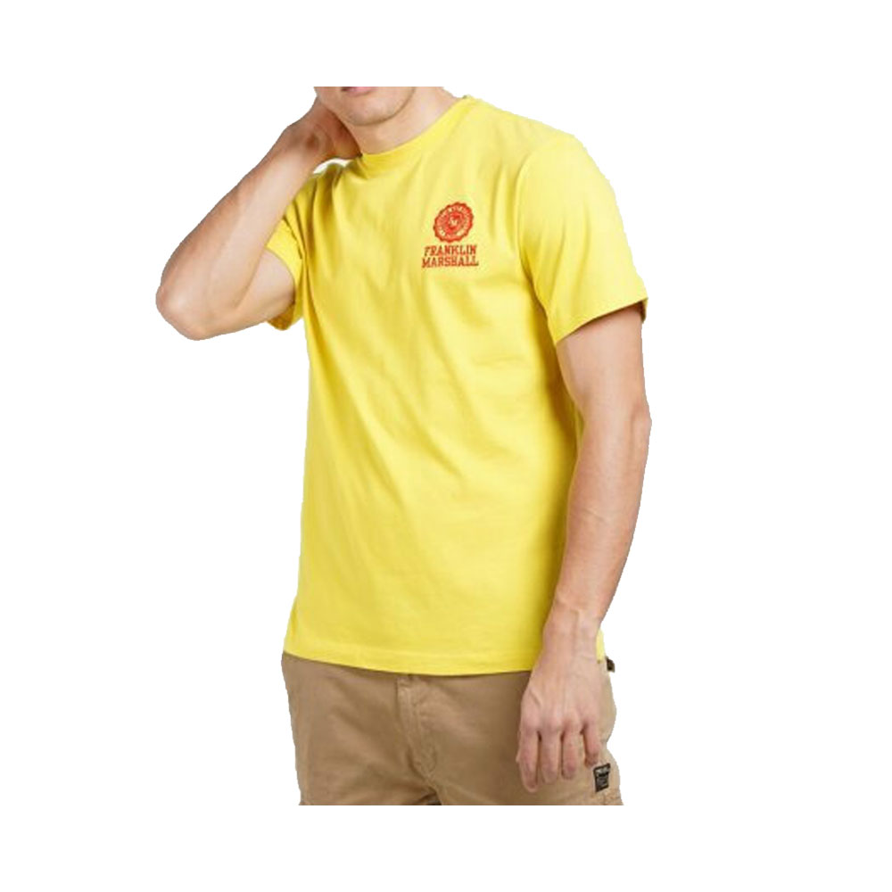 Franklin & Marshall Men’s T-shirt with Letter Logo Print Yellow