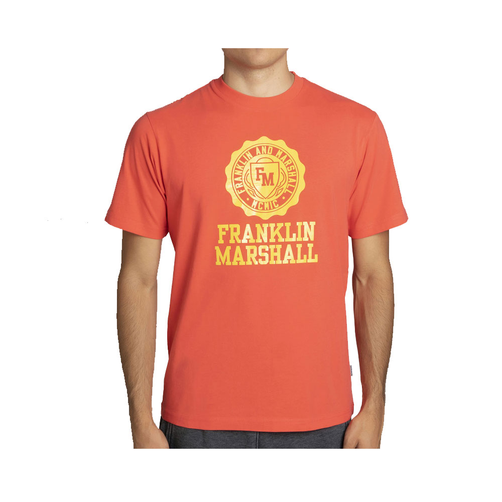 Franklin & Marshall Men’s T-shirt with Letter Logo Print Orange