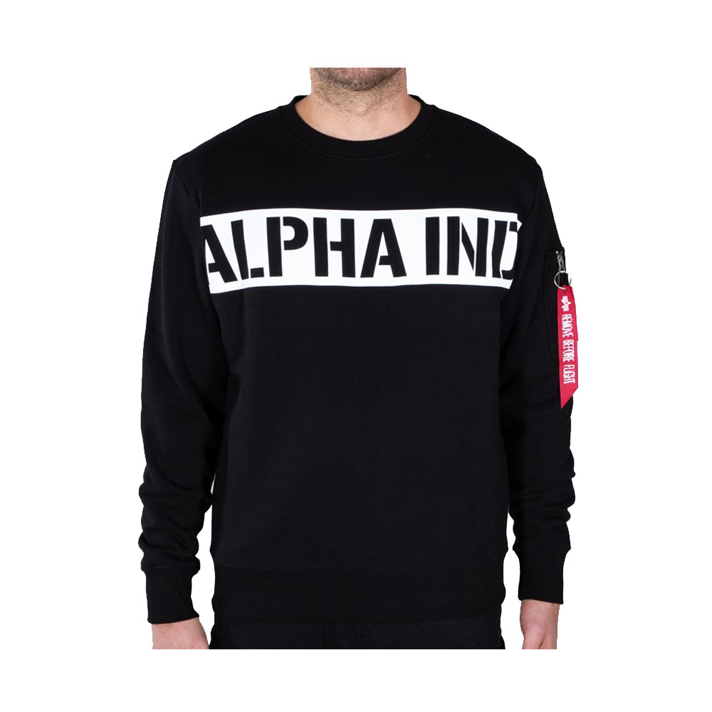 Black ALPHA INDUSTRIES Mens Al Stripe Sweatshirt 