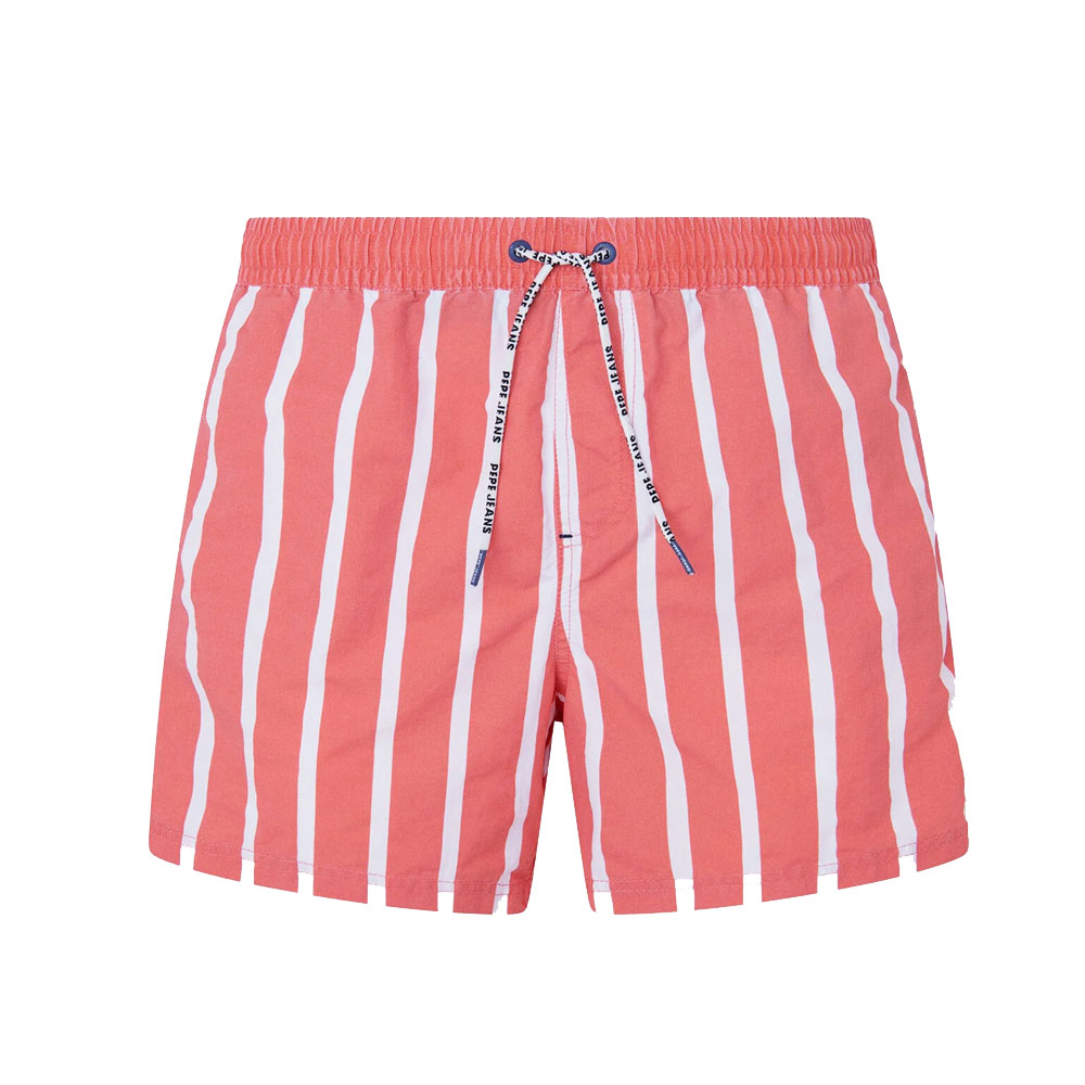 Pepe Jeans Men’s Fritz Swim Shorts Striped Coral