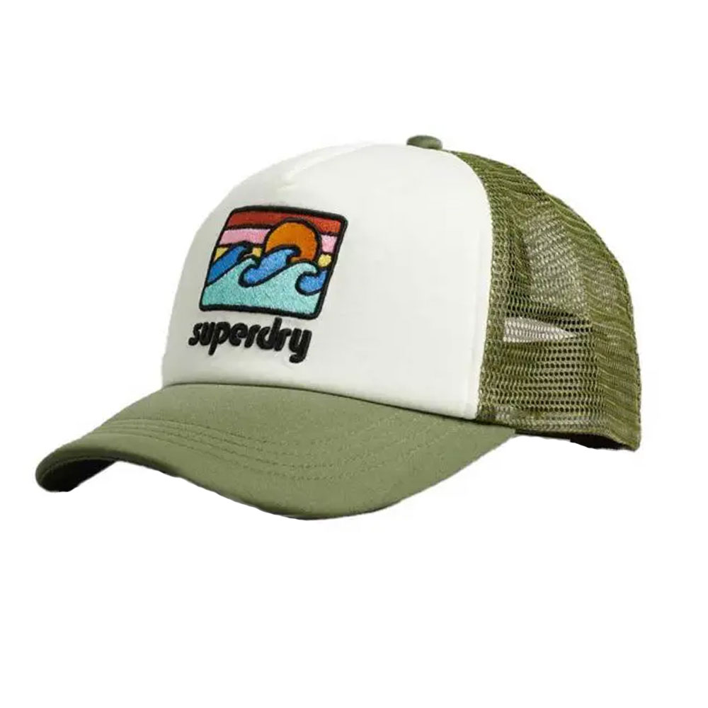 Superdry Ανδρικό Καπέλο Vintage Trucker Cap Off White & Army Green