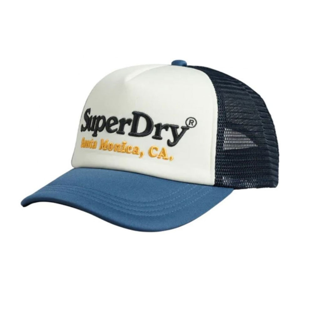 Superdry Ανδρικό Καπέλο Vintage Trucker Cap Off White & Blue Bottle