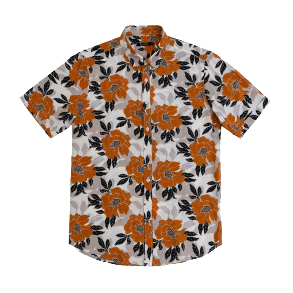 Gianni Lupo Men’s Hawaian Floral Print in Viscose Shirt Camel